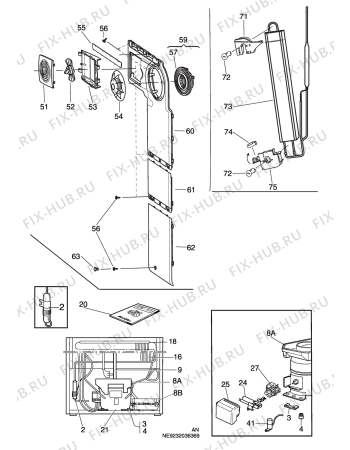 Взрыв-схема холодильника Electrolux ERE3490X - Схема узла C10 Cold, users manual