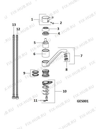 Схема №1 MN2TPAVHA (F076782) с изображением Другое для смесителя Indesit C00291816