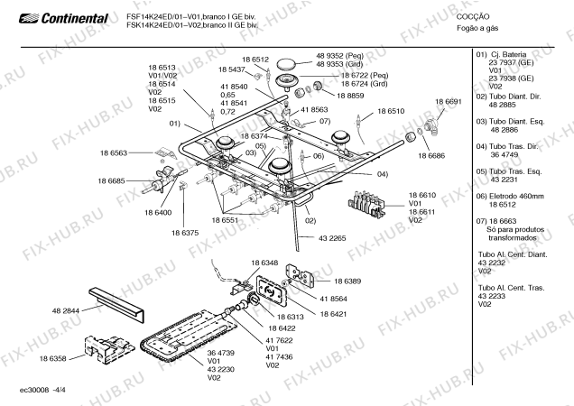 Взрыв-схема плиты (духовки) Continental FSK14K24ED CAPRI PISO - Схема узла 04