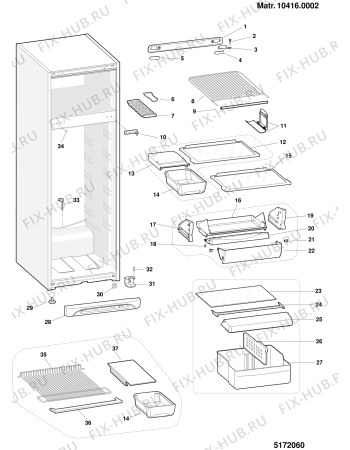 Взрыв-схема холодильника Indesit MTB291 (F025217) - Схема узла