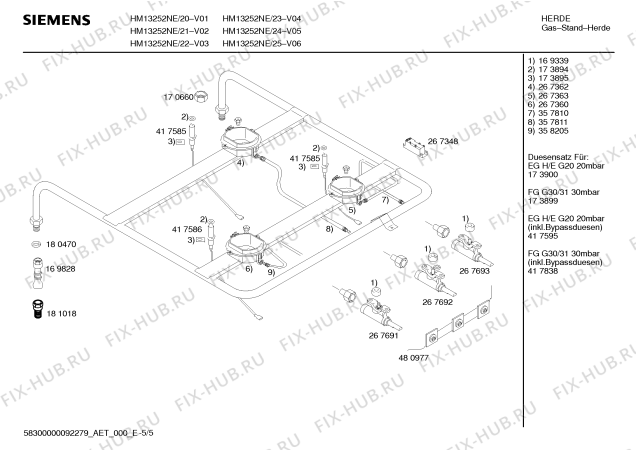 Схема №3 HM13252NE, Siemens с изображением Инструкция по эксплуатации для плиты (духовки) Siemens 00595072