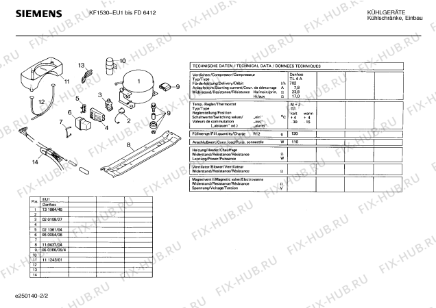 Взрыв-схема холодильника Siemens KF1530 - Схема узла 02