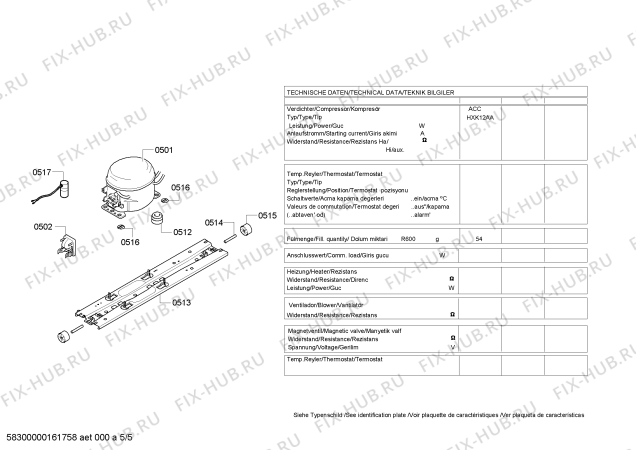 Схема №5 KD49NP73 с изображением Канистра для холодильной камеры Siemens 00705939