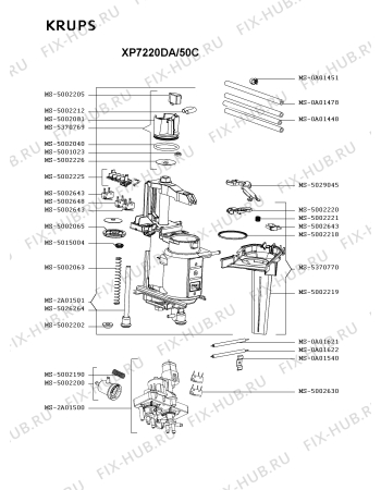 Взрыв-схема кофеварки (кофемашины) Krups XP7220DA/50C - Схема узла GP003022.0P2