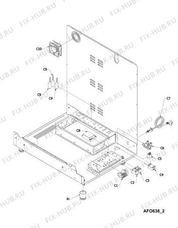 Взрыв-схема плиты (духовки) Whirlpool AFO 638 - Схема узла
