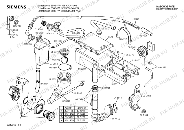 Схема №2 WH35830 EXTRAKLASSE 3583 с изображением Вставка для ручки для стиралки Siemens 00094371