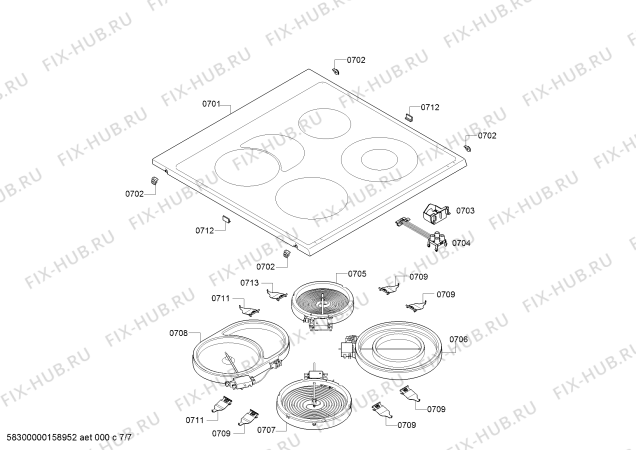 Взрыв-схема плиты (духовки) Bosch HCE854821 - Схема узла 07