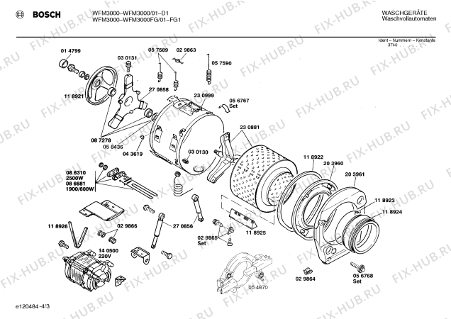 Схема №3 WFM3000 с изображением Ручка выбора программ для стиралки Bosch 00058149