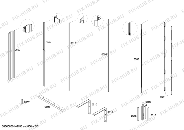 Схема №3 T18IF70NSP с изображением Монтажный набор для холодильника Bosch 00684893