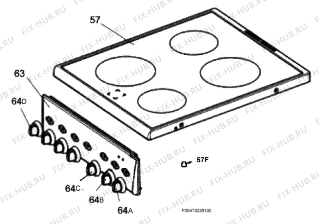 Взрыв-схема плиты (духовки) Electrolux EKC511500W - Схема узла Section 4