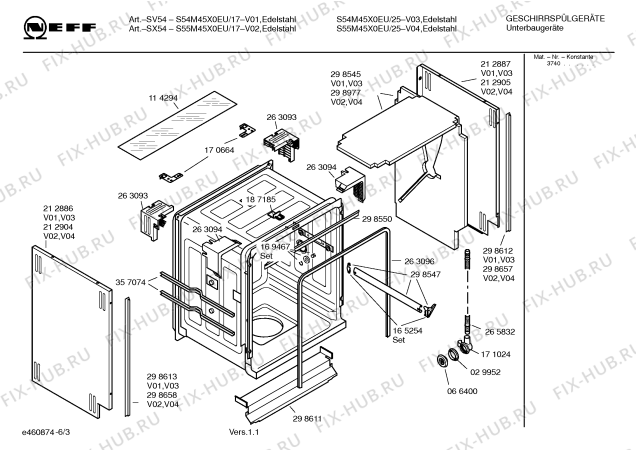Взрыв-схема посудомоечной машины Neff S55M45X0EU - Схема узла 03