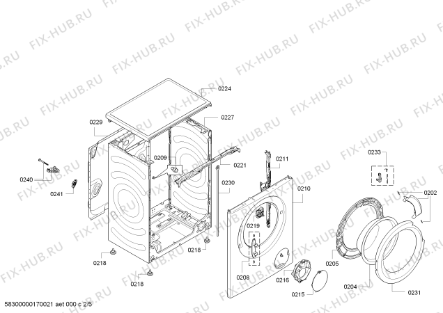 Взрыв-схема стиральной машины Bosch WLK24263OE Avantixx 6 VarioPerfect - Схема узла 02