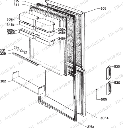 Взрыв-схема холодильника Zanussi ZF62/21FF - Схема узла Door 003