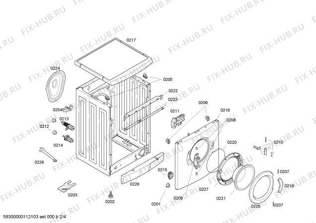 Взрыв-схема стиральной машины Bosch WFO1663PL Maxx for Kids WFO 1663 - Схема узла 02