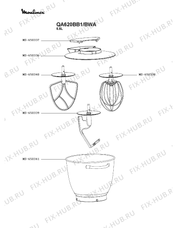 Взрыв-схема кухонного комбайна Moulinex QA620BB1/BWA - Схема узла ZP005313.5P3