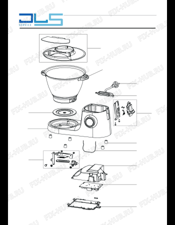 Взрыв-схема кухонного комбайна KENWOOD KVL6370S KITCHEN MACHINE - CHEF - Схема узла 2