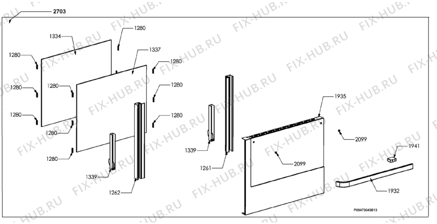 Взрыв-схема плиты (духовки) Electrolux EKM10760X - Схема узла Section 5