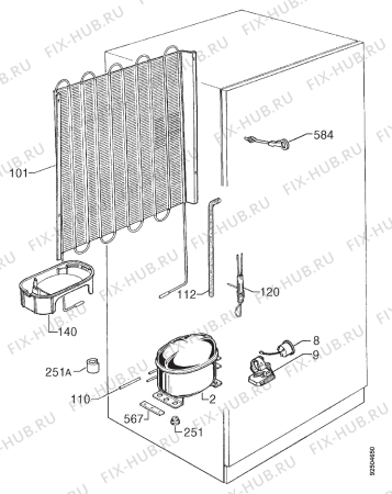 Взрыв-схема холодильника Rex FI18/10FH - Схема узла Cooling system 017