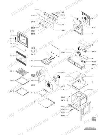 Схема №1 OBU 228 S 500 161 88 с изображением Панель для плиты (духовки) Whirlpool 481945359102