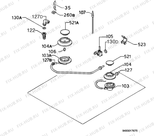 Взрыв-схема плиты (духовки) Electrolux EHM6722X - Схема узла Functional parts 267