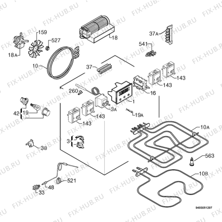 Взрыв-схема плиты (духовки) Privileg 00647205_61207 - Схема узла Electrical equipment 268