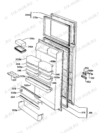 Взрыв-схема холодильника Electrolux RBE250.2 - Схема узла Refrigerator door