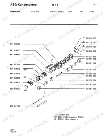 Взрыв-схема плиты (духовки) Aeg 5230V-W N - Схема узла Section6