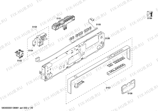 Схема №5 DF251760 с изображением Панель управления для посудомойки Bosch 00672867