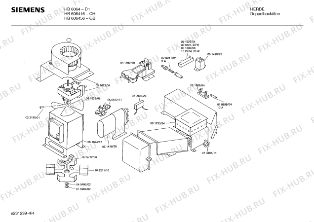 Взрыв-схема плиты (духовки) Siemens HB606456 - Схема узла 04