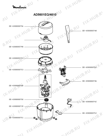 Схема №1 AD560128/98 с изображением Корпусная деталь для электромиксера Moulinex SS-4300000739