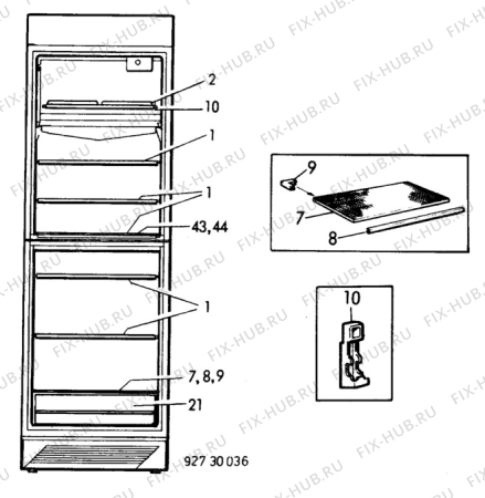 Взрыв-схема холодильника Elektro Helios KS2400 - Схема узла C10 Interior