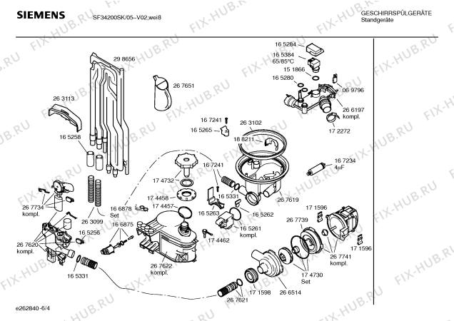 Схема №4 SF34200SK с изображением Инструкция по эксплуатации для посудомойки Siemens 00529385