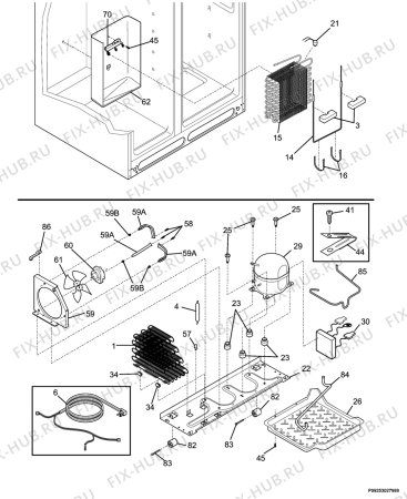 Взрыв-схема холодильника Electrolux ERL6296XX3 - Схема узла Cooling system 017