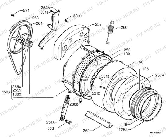 Взрыв-схема стиральной машины Aeg Electrolux L12500VI - Схема узла Functional parts 267