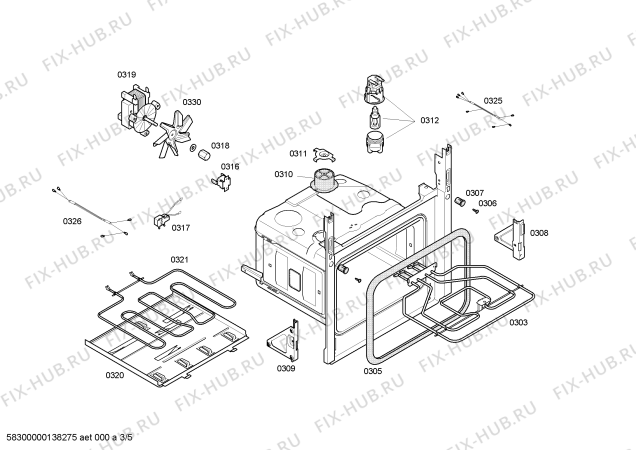 Взрыв-схема плиты (духовки) Siemens HB43AB540 - Схема узла 03