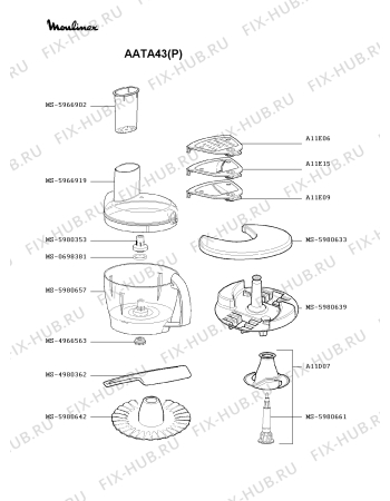 Взрыв-схема кухонного комбайна Moulinex AATA43(P) - Схема узла HP000368.9P2