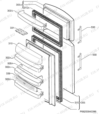 Взрыв-схема холодильника Aeg Electrolux S95438DT1 - Схема узла Door 003