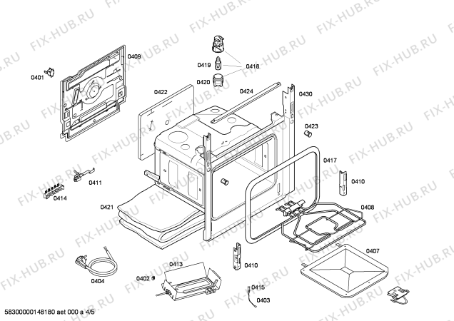 Взрыв-схема плиты (духовки) Siemens HP243210E - Схема узла 04