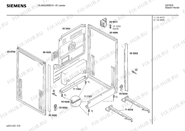 Взрыв-схема плиты (духовки) Siemens HL66620BB - Схема узла 02
