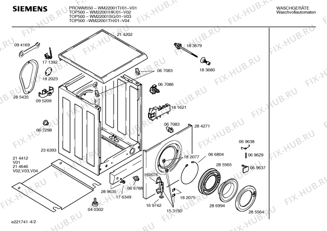 Схема №3 WM22001SG TOP 500 с изображением Крышка для стиральной машины Siemens 00236595