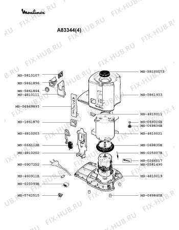 Взрыв-схема соковыжималки Moulinex A83344(4) - Схема узла MP000880.6P2