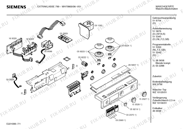 Схема №5 WH79900 EXTRAKLASSE 799 с изображением Инструкция по эксплуатации для стиралки Siemens 00516754