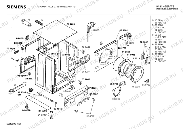 Схема №5 WU37330 SIWAMAT PLUS 3733 с изображением Панель для стиральной машины Siemens 00286257