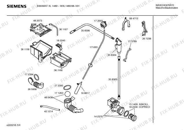 Схема №1 WXL1480 SIWAMAT XL 1480 с изображением Инструкция по установке и эксплуатации для стиральной машины Siemens 00587109