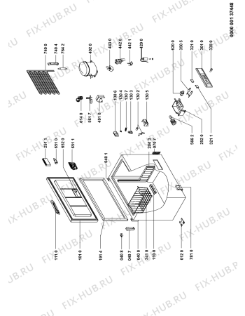 Схема №1 CHN 258 T/HA с изображением Дверка для холодильной камеры Whirlpool 480132102649