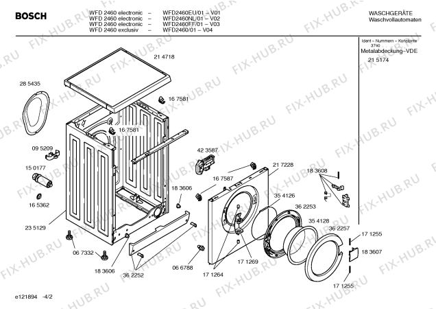 Взрыв-схема стиральной машины Bosch WFD2460NL WFD2460 electronic - Схема узла 02