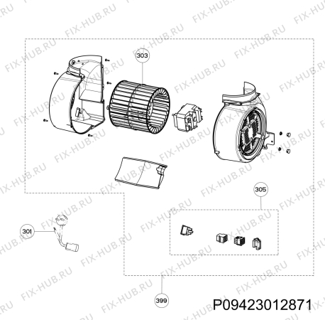 Взрыв-схема вытяжки Zanussi ZHV64450WA - Схема узла Motor