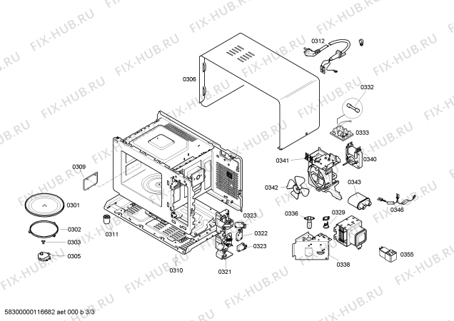 Схема №3 HF24034 с изображением Фильтр для свч печи Bosch 00184654