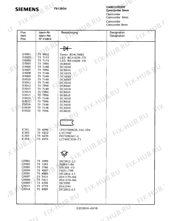 Схема №26 FA128G4 с изображением Пульт дистанционного управления для видеоэлектроники Siemens 00756053