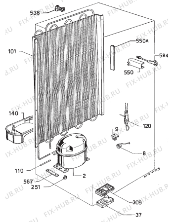 Взрыв-схема холодильника Juno KFS235 - Схема узла Cooling system 017